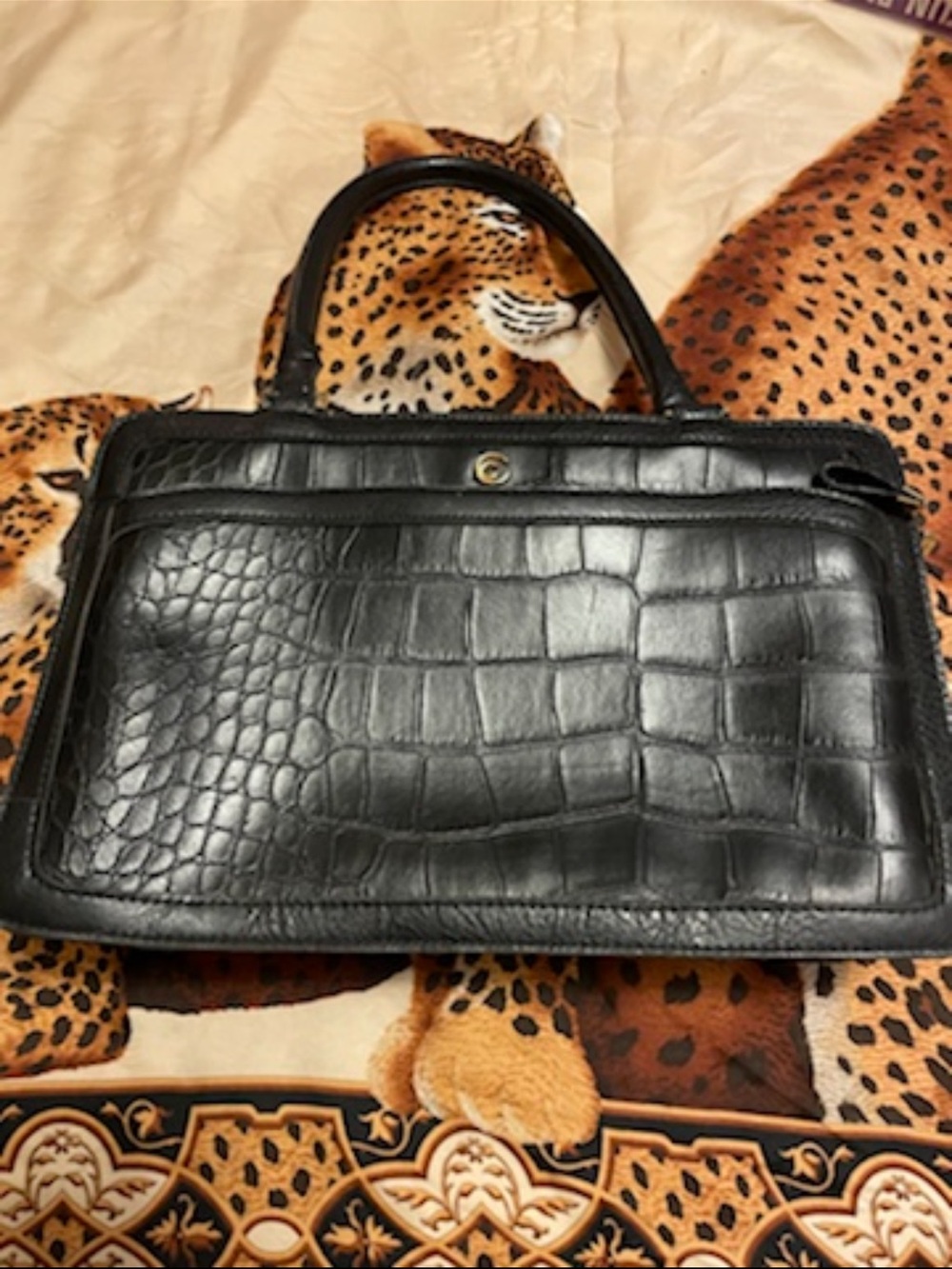 Vintage Cornell Women's embossed Black Handbag - Classic Black Shoulder Bag